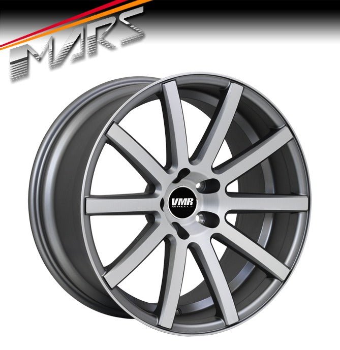 VMR V702 4 x 19 Inch Matte Gunmetal with Aluminium Brushed Face Alloy Wheels Rims 5x112 - Mars Performance