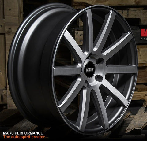 VMR V702 4 x 19 Inch Matte Gunmetal with Aluminium Brushed Face Alloy Wheels Rims 5x112 - Mars Performance