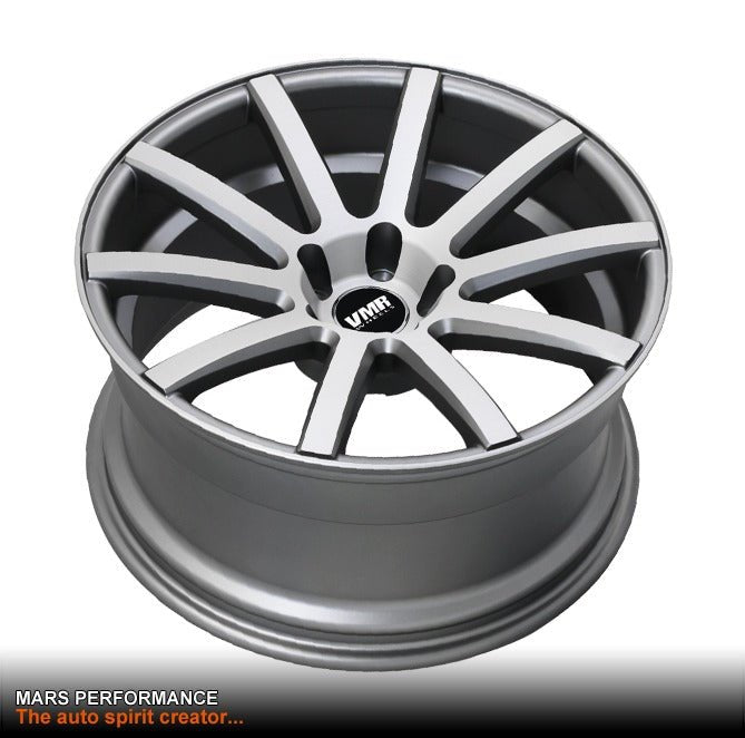 VMR V702 4 x 19 Inch Matte Gunmetal with Aluminium Brushed Face Alloy Wheels Rims 5x112 - Mars Performance