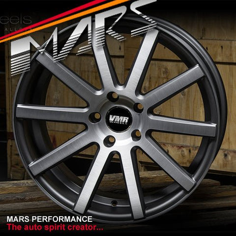 VMR V702 4 x 19 Inch Matte Gunmetal with Aluminium Brushed Face Alloy Wheels Rims 5x112 - Mars Performance