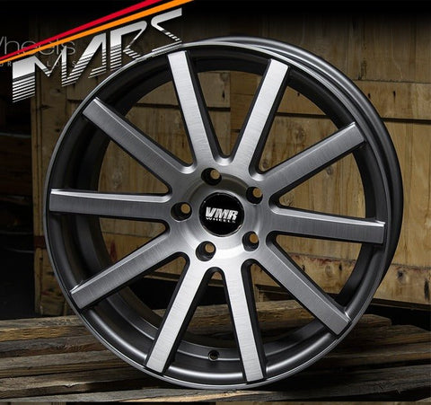 VMR V702 4 x 19 Inch Matte Gunmetal with Aluminium Brushed Face Alloy Wheels Rims 5x112 - Mars Performance